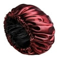 thumbnail image 3 of Gorro de satén para mujer, gorro de noche, gorro de baño con gorro elástico para dormir, turbante para cabello largo y liso, cuidado del cabello, baño Vino rojo Yinane Gorro para dormir, 3 of 8