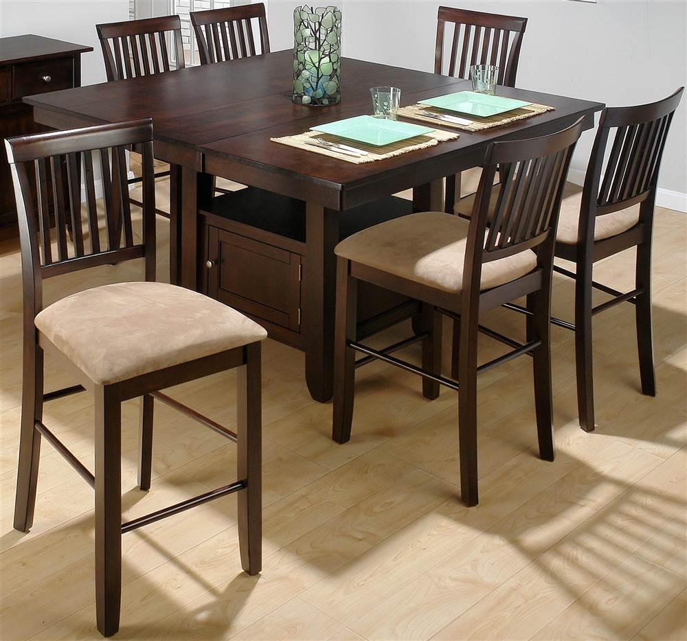 7 Pc Counter Height Storage Dining Set with Padded Stools ...