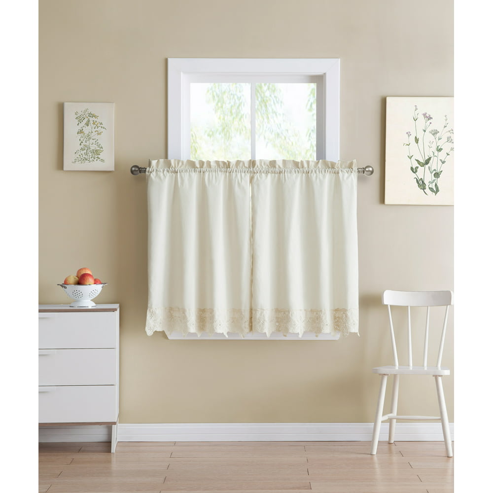 VCNY Home Lace Kitchen Curtain Tiers & Valances, Multiple Colors and ...