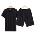 thumbnail image 4 of Men’s Short Sleeve Shorts Pajama Set Ice Silk Loose Fit Summer Home Loungewear, 4 of 4