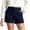 Navy, variant on Womens High Waist Dress Shorts Slant Side Slip Pockets Wide Flat Elastic Waistband Wrinkle Resistant Loose Mid Thigh Office Casual Short Bottoms