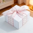 thumbnail image 1 of Floral Linen Ribbon with Wired Edges, Pink Beige Bow Decoration Ribbon for Gift Wrapping, 6.3 cm x 5 yd, Polyester, Reusable, 1 of 6