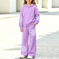 thumbnail image 2 of Enjoytime Girls Outfits Floral Print Long Sleeve Hoodie with Wide Leg Pants 2 Piece Set Kids Fall Winter Fashion Comfy Casual Sweatsuit, 2 of 7