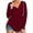 Red, variant on Womens Solid Color Deep V Neck Drawstring Hoodie
