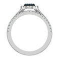 thumbnail image 4 of Blue Diamond Wedding Ring Set for Women Cluster Diamond Halo Rings 14K White Gold 0.90 CT TW, 4 of 4