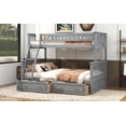 thumbnail image 3 of Newest Twin over Full Bunk Bed with Drawers, Convertible to 2 Separate Beds, Gray Wooden Bunk Bed with Storage, Space Saving 2-in-1 Bed Frame, 3 of 17