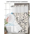 thumbnail image 6 of No Hook Shower Curtain with Snap-in Liner, Grey Black Botanical Waterproof Fabric Bathroom Curtains, Rustic Country Spring Floral Summer Leaf Bath Curtains & Mesh Top Window 60"x72", 6 of 9