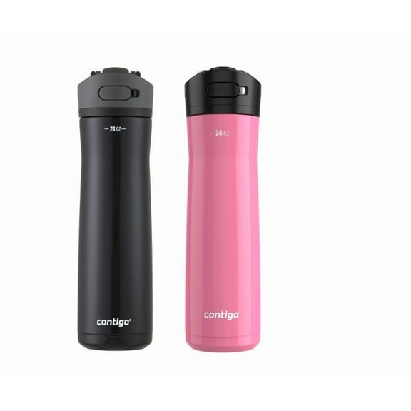 Contigo Ashland 2.0 AUTOSPOUT Lid 24oz Black Licorice and Pink Azalea Water Bottle (2 Count)