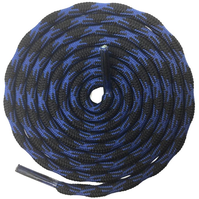 DELELE 2 Paires Lacets Ronds Antidérapants pour Escalade en Plein Air Bleu&Noir Lacets de Randonnée Hommes Femmes-55.12 Pouces
