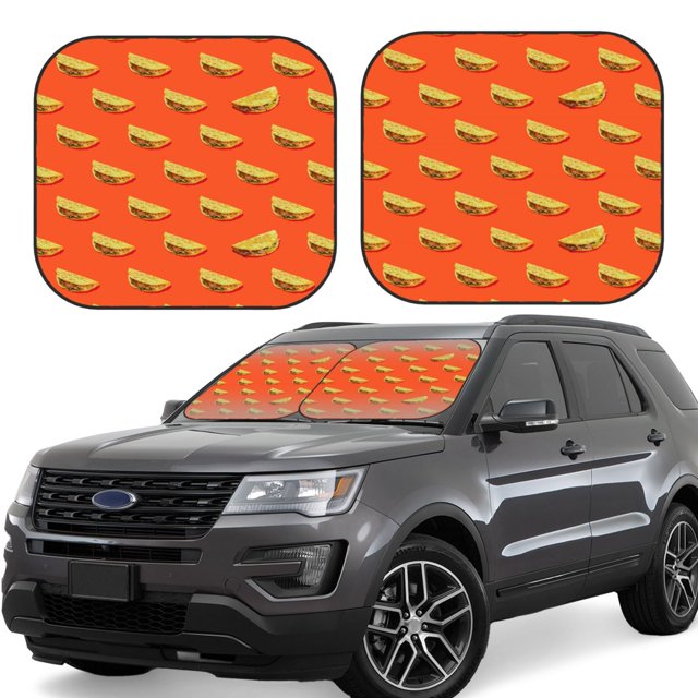 Balery tortilla tacos Parasol para parabrisas de coche de 2 piezas | Parasol plegable para parabrisas delantero de coche para la mayoría de sedanes-Large