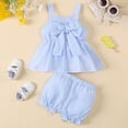 thumbnail image 2 of Ccpelsie Girls Summer Toddler Outfits Sleeveless Top + Cuffed Shorts 2 Piece Casual Set(A01-Blue,6-9 Months), 2 of 6