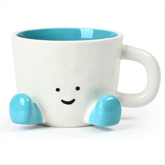 Tazas de Café, Lindas y Divertidas Tazas para Mujer, Tazas de Cerámica de 380 Ml para Café y Té, Regalo de Oficina Azul
