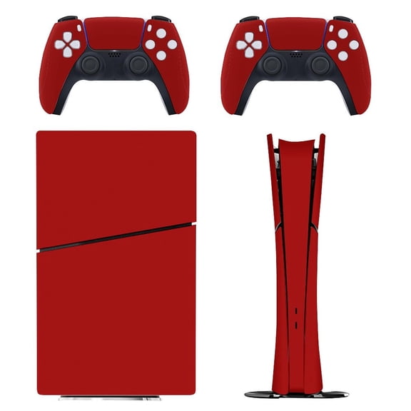 Skin Sticker for PS5 Slim / Pro / Standard Disc / Digital Edition Console and Controllers Decals for PlayStation 5 Dark Candy Apple Red