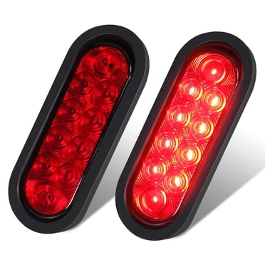 All Star Truck Parts 4 Inch 12 LED Round Trailer Light Kit - Stop/Turn/Tail/Reverse Lights With Grommet & 3-Wire Pigtail (Red, 6 Pack)