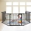 ChVans 118in Extra Wide Black Baby Gate with Door, Metal Long Baby Fence, Tall Pet Dog Gates for House Stairs Doorways, 10ft Child Safety Fence Fireplace Christmas Tree, Indoor Outdoor, 5-Panel