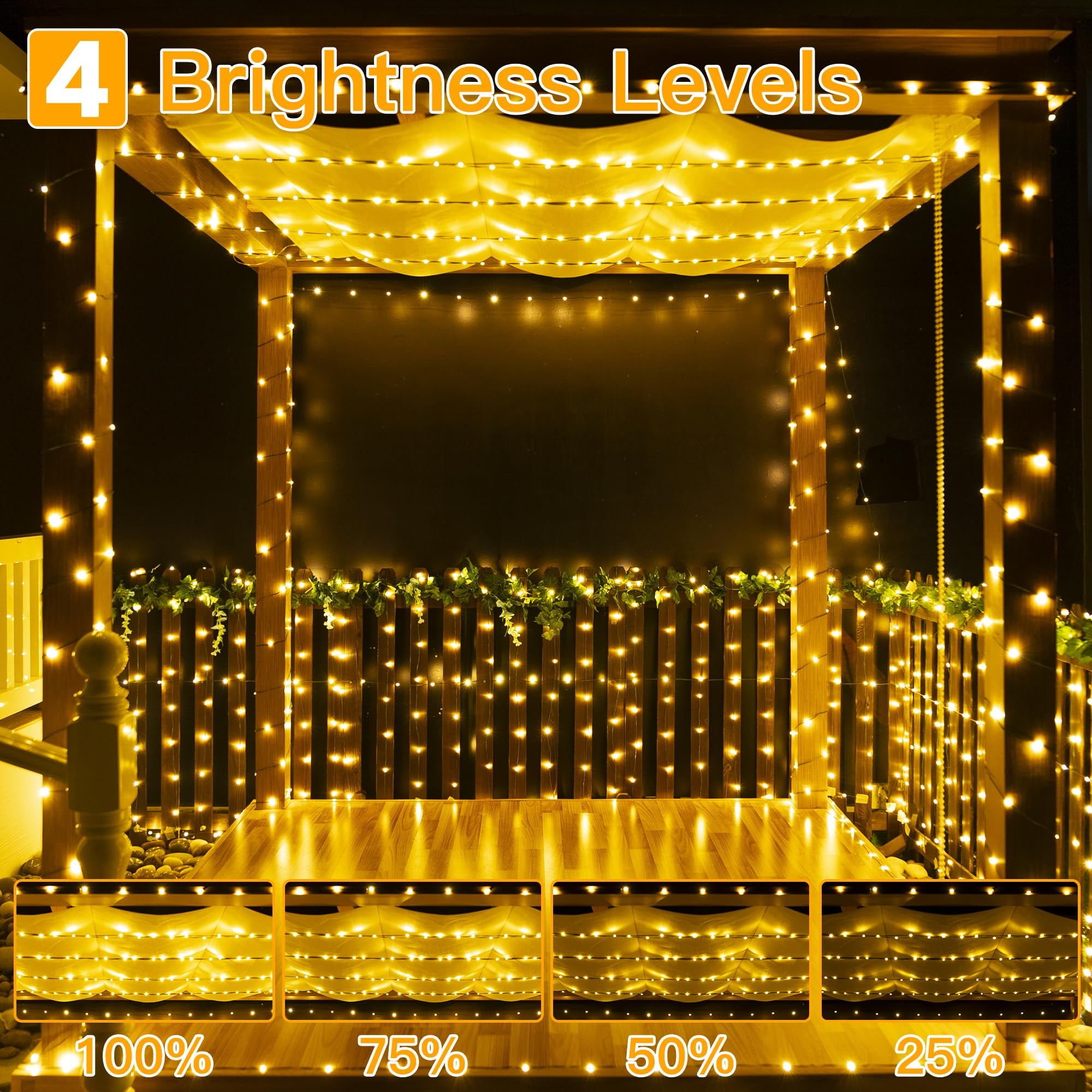 BOPORO Christmas Lights, 164 FT 500 LED Outdoor Waterproof Christmas Tree Lights with 8 Modes Remote Timer, Fairy Lights for House Yard Outside Indoor Xmas Decorations Warm White