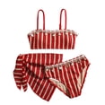 thumbnail image 3 of LRen Girls Swimsuit 3 Piece Bikini Tropical Floral Bathing Suit for Girls Quick Dry Swimwear with Cover Up,Red,9-10 Years, 3 of 9