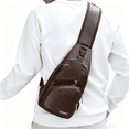 thumbnail image 2 of Tanyzvel Vintage PU Leather Sling Crossbody Backpack with USB Charging Port, Unisex Chest Bag for Men Women Travel Camping Hiking Holiday Gift, 2 of 5
