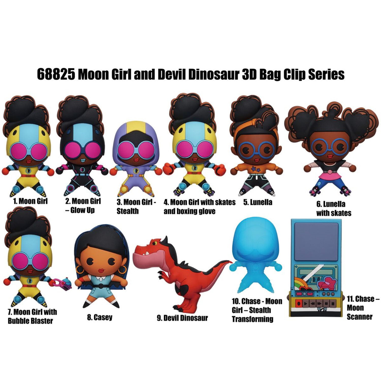 Monogram Moon Girl and Devil Dinosaur 3D Foam Bag Clips, Random
