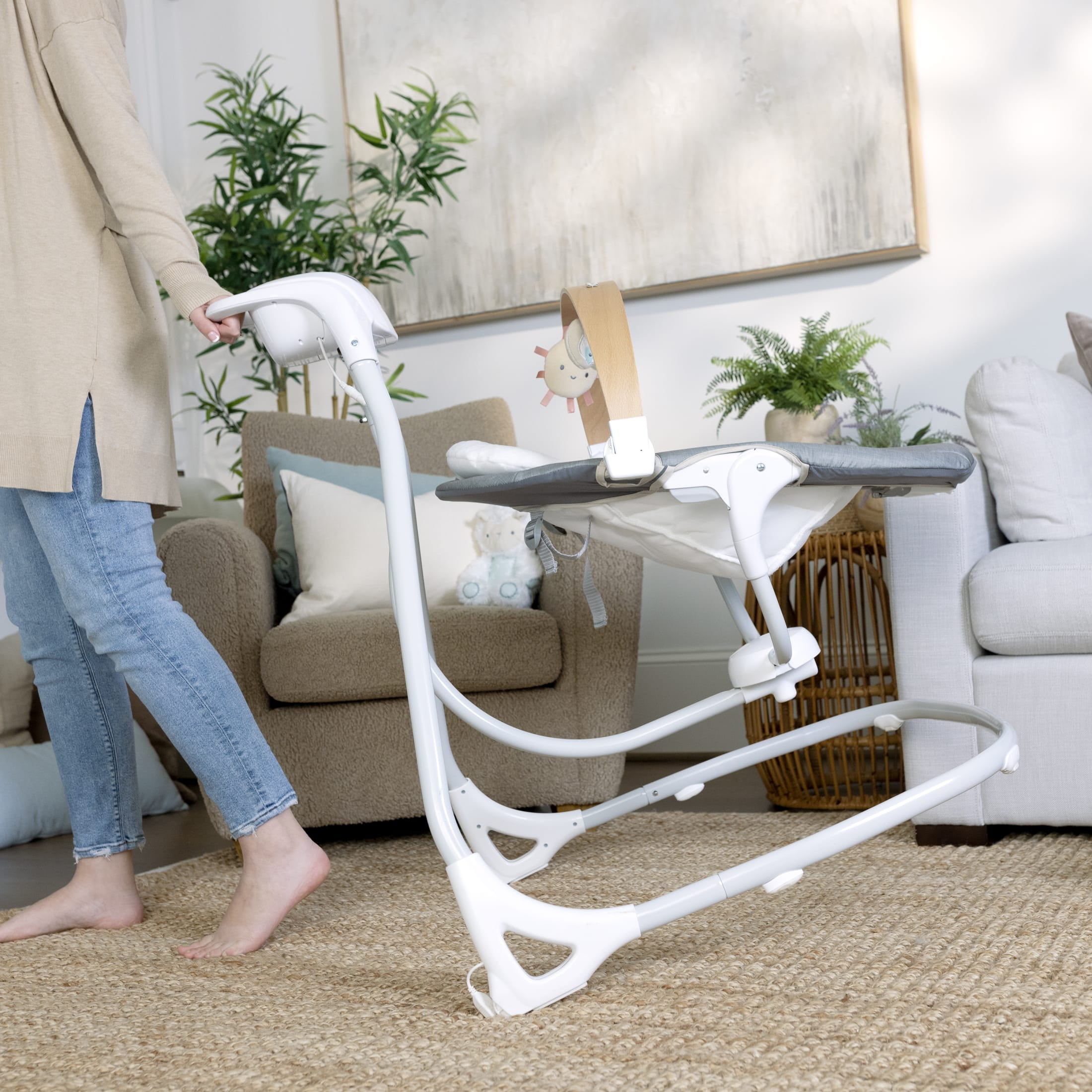 Ingenuity SimpleComfort Soothing Swing Parker, Gray, Ages 0-9 Months