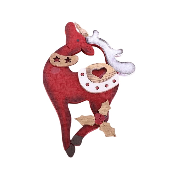 Colgantes de de Navidad animales niños adornos colgantes ligero Festival árbol colgante boda hogar habitación vacaciones decoraciones Kits de decoración para fiestas Corazón de ciervo marrón Wosthever HA069822-04