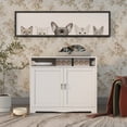 thumbnail image 2 of Juiluna Cat Litter Box Enclosure Cat Washroom Litter Box Furniture with Hidden Plug 2 Doors Multi-Functional Storage Bench Cat House Pet Supplies, 2 of 9