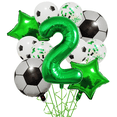 thumbnail image 3 of 11 globos de helio para decoración de fiestas de cumpleaños de fútbol, de 32 pulgadas, color verde y azul, para niños y niñas, 3 of 5