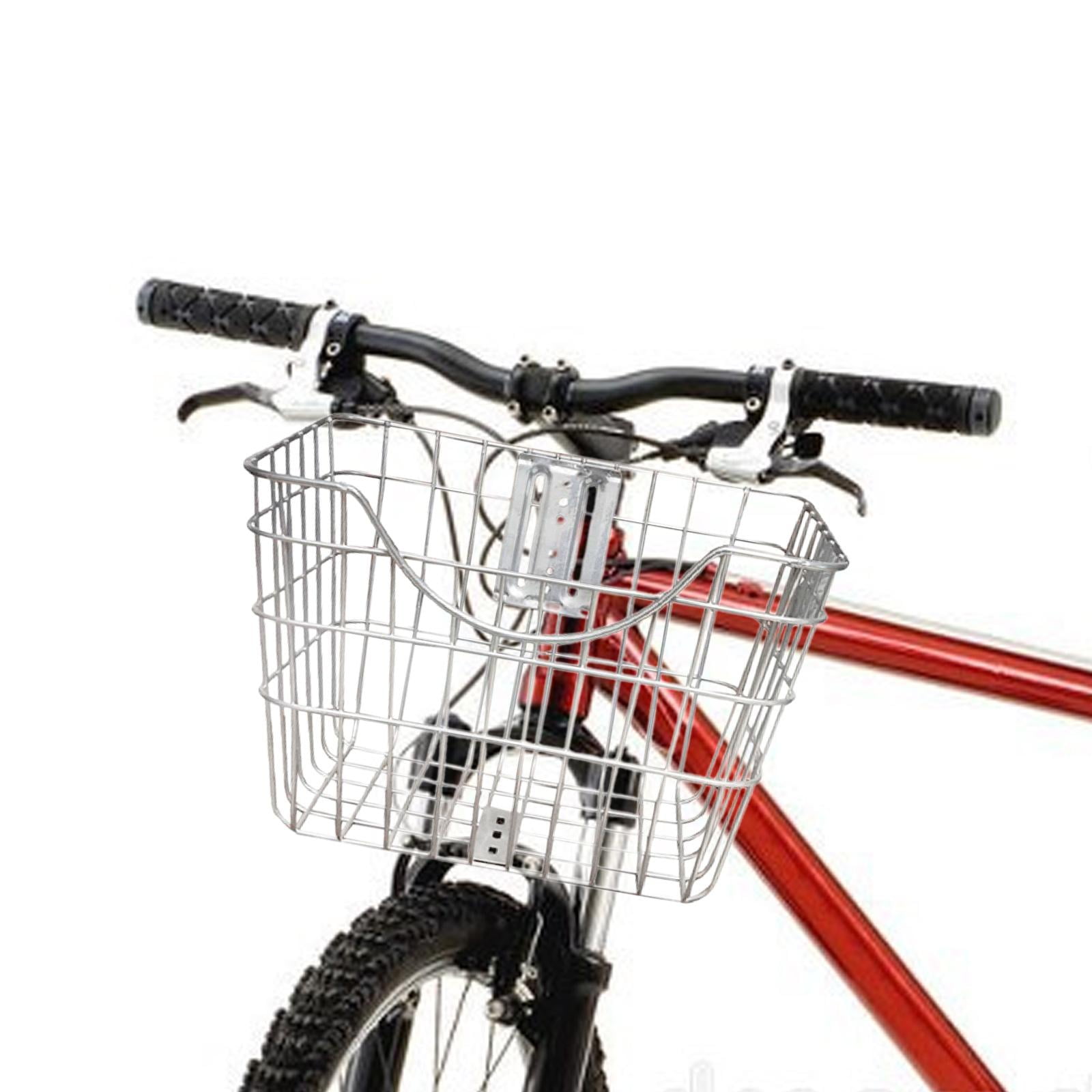 funtasica Front Bike Basket Bike Storage Basket Large Capacity Stainless Steel Bike Wire Basket Bike Accessories for Hiking Riding