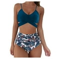 thumbnail image 3 of Ayfxijin Swim Suits for Women Fashion Solid And Printed Swimwear Bikini Split Swimsuit Set, 3 of 9