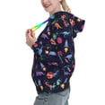 thumbnail image 2 of Lsque Space Dinosaur Pattern Casual Women's Hoodie,Hooded Sweatshirt with Kangaroo Pocket,Pullover Hoodie with Eye-catching Drawstrings-Large, 2 of 7