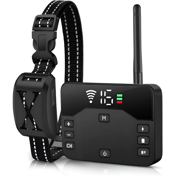 GJX Wireless Dog Fence Wireless Boundary Containment System Electric Dog Fence&Remote Training Collar Adjustable Vibration&Shock Electric Fence for Large and Medium Dogs