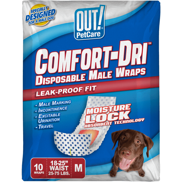 OUT! Pet Care Disposable Male Dog Diapers, Absorbent Male Wraps with
