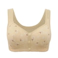 thumbnail image 2 of Gymayou Front Button Wireless Bra for Middle Aged Mom Vest Style Easy Front Snap No Underwire Comfort Bra for Elderly Women Daily Sleep Home Underwear Beige 36, 2 of 6