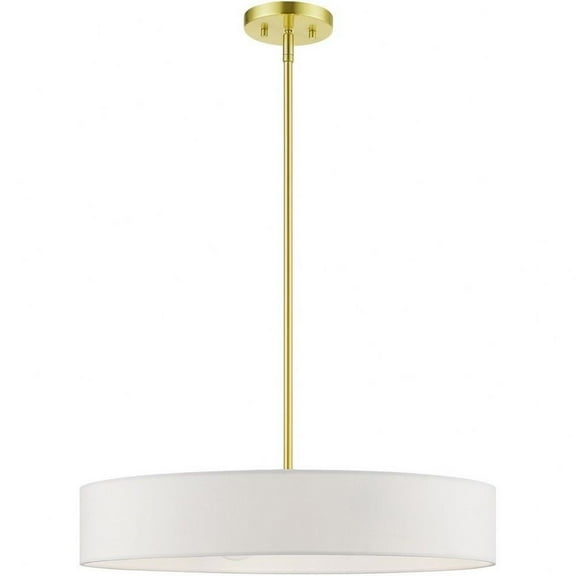 4 Light Medium Drum Pendant in Timeless Style-12.75 inches Tall and 22 inches Wide-Satin Brass/Shiny White Finish Bailey Street Home 218-Bel-4829212