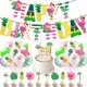 thumbnail image 1 of Set de decoración para fiesta de cumpleaños hawaiano con flamenco y piña, 1 of 2