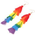 thumbnail image 5 of 1 Pair Rainbow Tassel Drop Earrings Rainbow Tassel Dangle Earrings Women Rainbow Earrings, 5 of 6