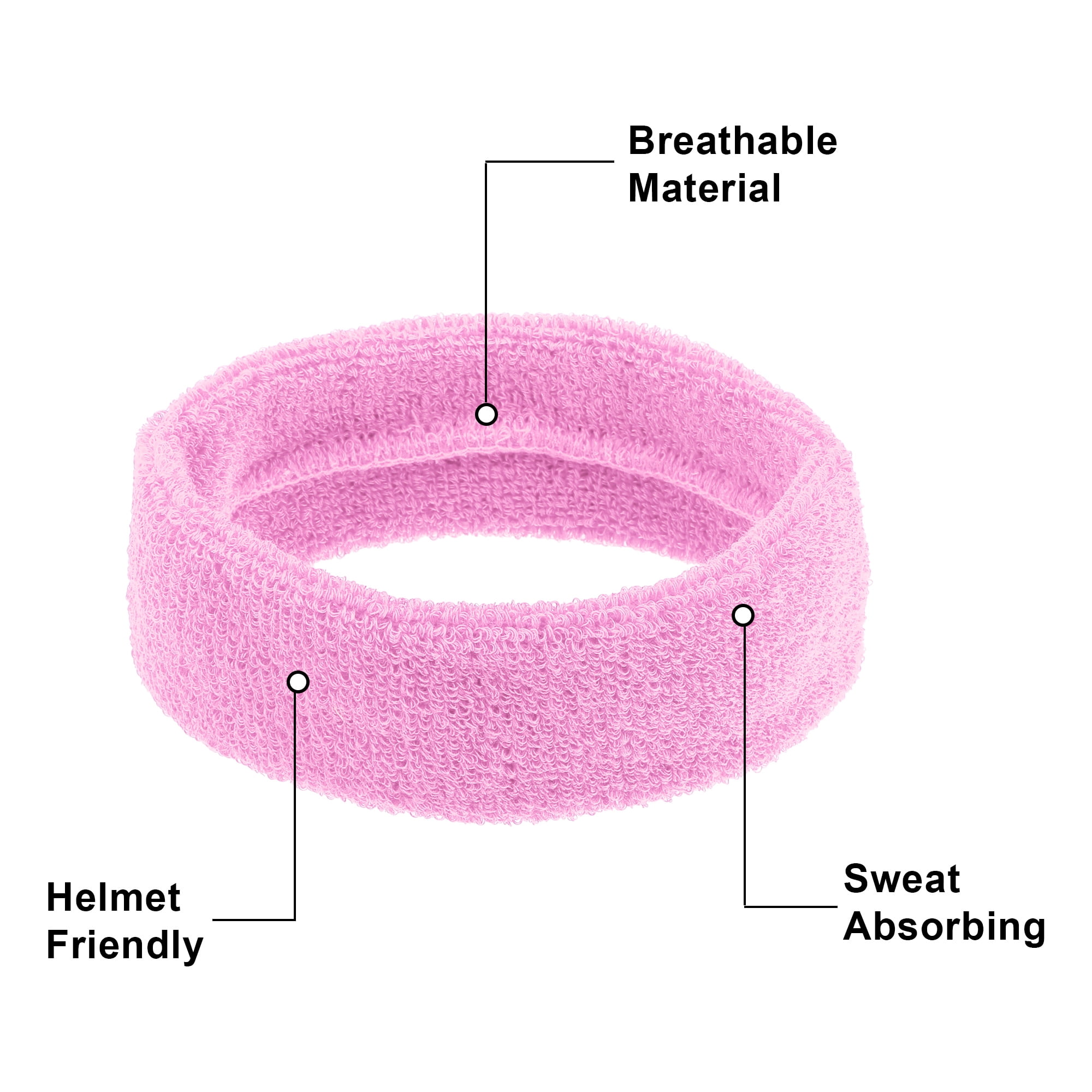 Unique Bargains 3 Pcs Sport Headband Wristband Sweatband Cotton Blend Pink