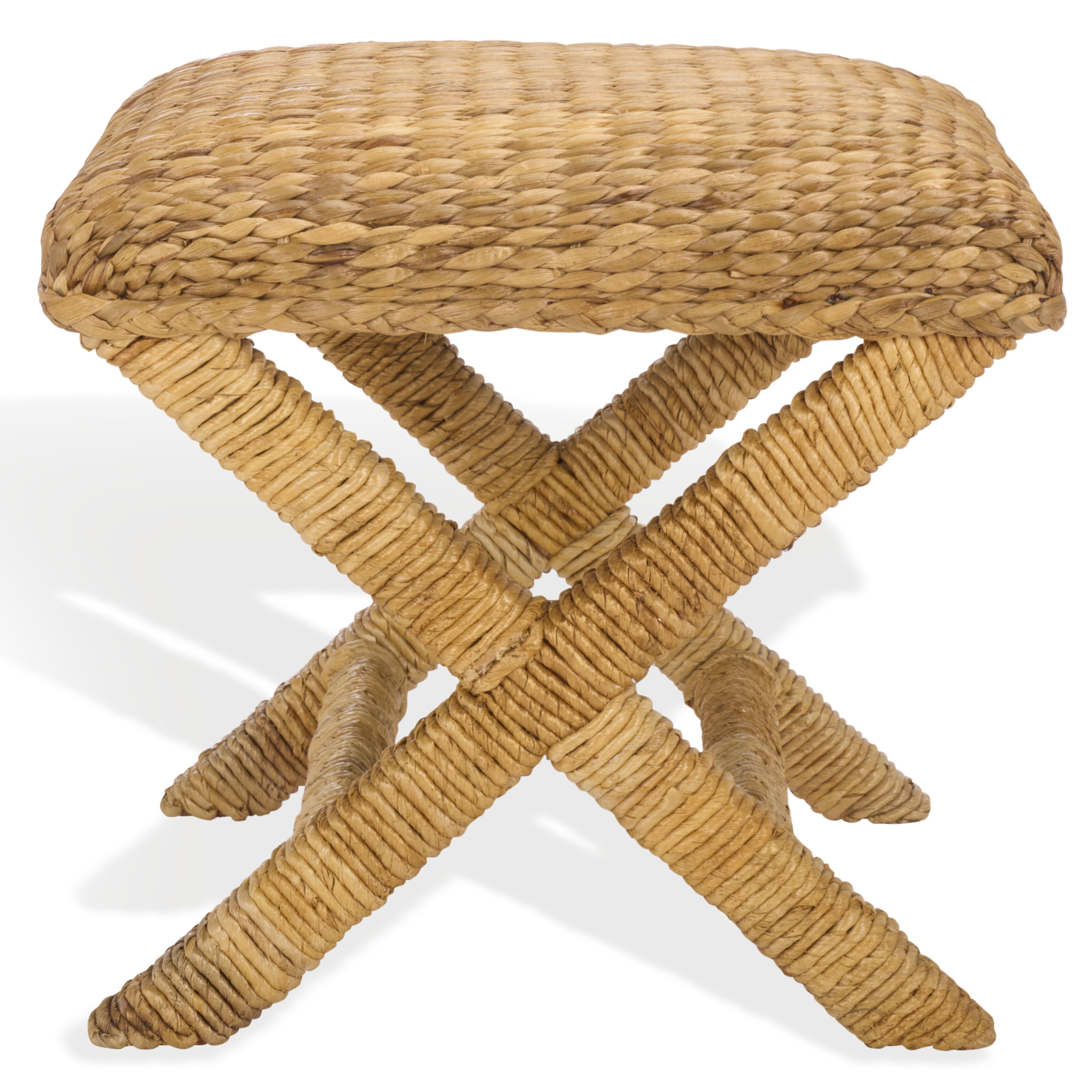 Safavieh Couture Caprianna Woven Waterhyacinth Backless Counter Stools, Natural