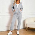 thumbnail image 6 of Women's Fleece Lined 2 Piece Tracksuit Zip Up Hoodie Jacket Jogger Pants Set Drawstring Waist Loose Fit Fall Winter Casual Loungewear Green, 6 of 6