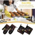 thumbnail image 2 of Oven Mitts and Pot Holders Sets of 4, Glasses Wine Grapes Kitchen Gloves for Cooking Baking Fresh Fruit Leaf Hot Pads BBQ Potholders, 2 of 6