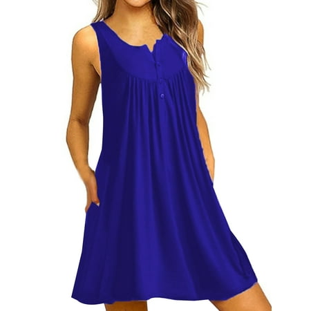 

Sexy Dance Nightshirt for Women Sleeveless Sleepwear Nightgown V Neck Henley Tunic Tank Dress Casual Lounge Loose Ruched Pajama Dress