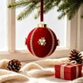 thumbnail image 4 of 1 Pc Christmas Ornament, Red Vintage Velvet Rhinestone Velvet Christmas Ball Ornament Soft Textured Shatterproof Hanging Baubles, Holiday Home and Party Decorations, 3 in, 4 of 5