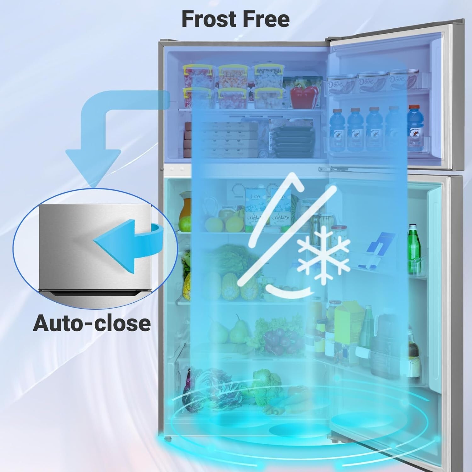 SMAD 13.9 Cu.Ft.Top Freezer Refrigerator Frost Free Fridge for Home Kitchen