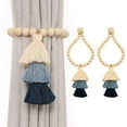thumbnail image 2 of 2pcs Wooden Bead Curtain Tiebacks, Magnetic Curtain Tiebacks, Boho Curtain Tiebacks, Farmhouse Curtain Tiebacks, Curtain Tie Backs for Home Wall Holiday Decoration Blue, 2 of 8