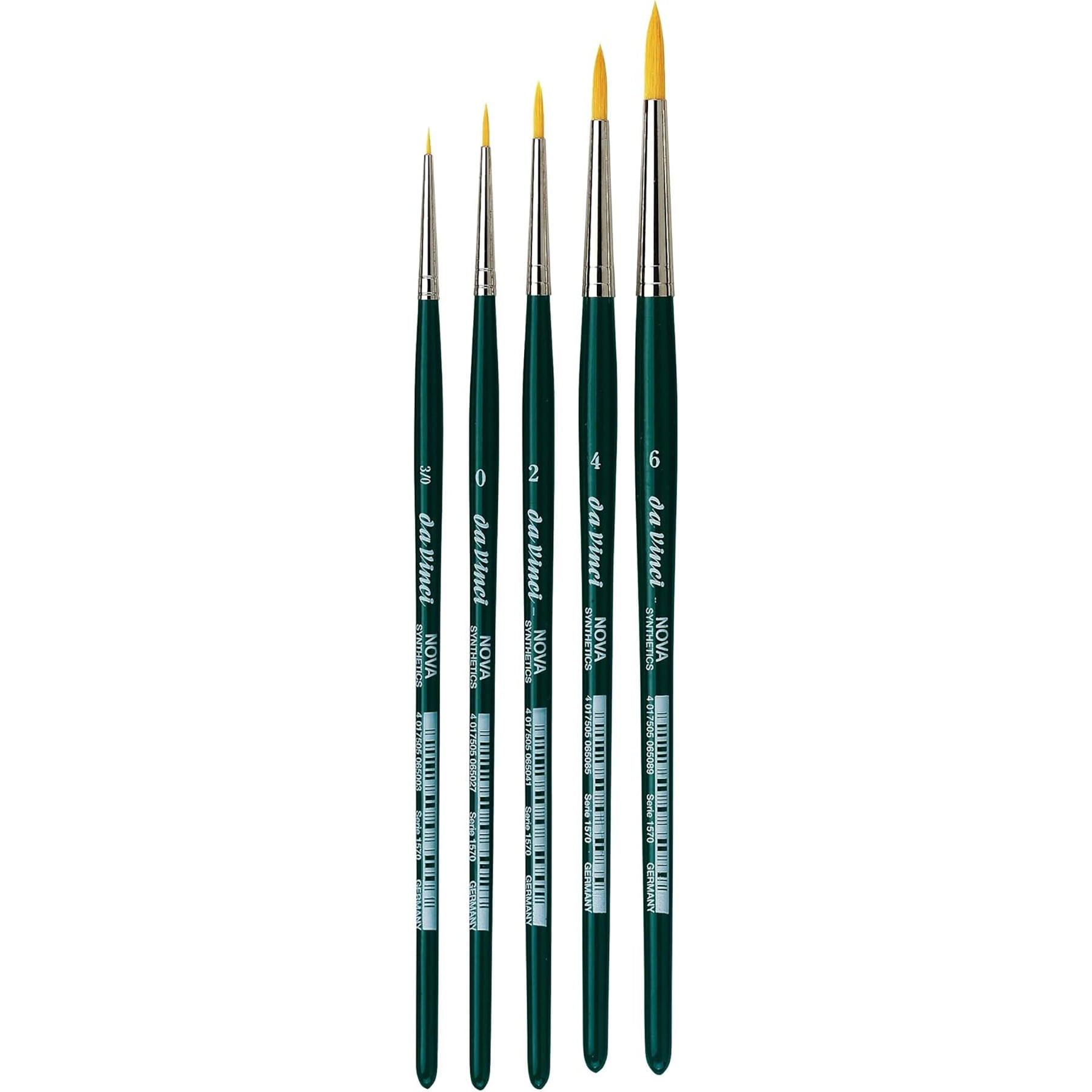da Vinci NOVA Model Painting Brushes, Synthetic, All Paint Types, Round, Series 1570, Assorted Sizes, 5 Brush Set with Soap