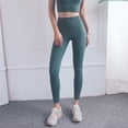 thumbnail image 1 of Pantalones de fitness para correr al aire libre con lijado y sensación desnuda, pantalones de yoga sin costuras con cadera de melocotón, grado de amor con traje de entrenamiento de, 1 of 6