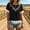 #0582-Black, variant on Women Wildflower Graphic Fringe Trim Crew Neck Short Sleeve Casual Summer T Shirt Khaki M Gift
