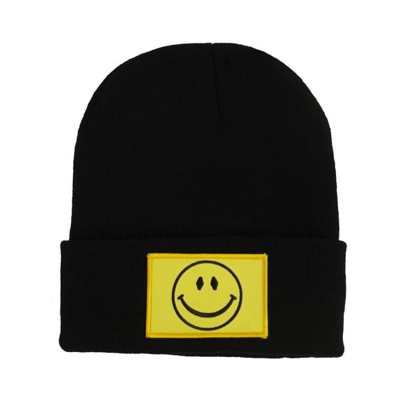 Gravity Threads Smile Rectangle Short Cuffed Beanie - Black
