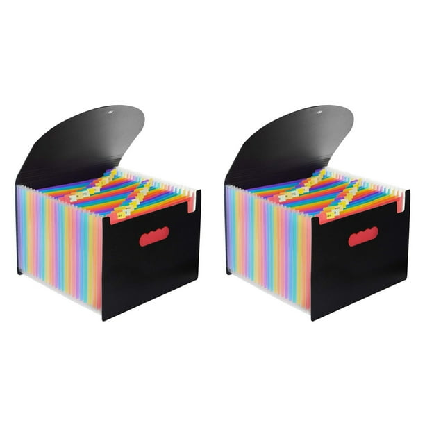 2X 24 Pocket Extended File Folder with Lid, A4 Letter Size Expandable