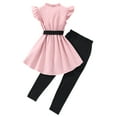 thumbnail image 5 of Big Girls Summer Ruffle Sleeve Girls Outfit Set Stylish Top And Solid Pants For Casual Beach School Party For Ages 8 To 12 Cute Pants Teens Girl Outfits Size 6x Outfits Size 16 If Poe Pink 9-10 Years, 5 of 9